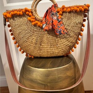 Sam Edelman Tan Woven Bag with Orange Details